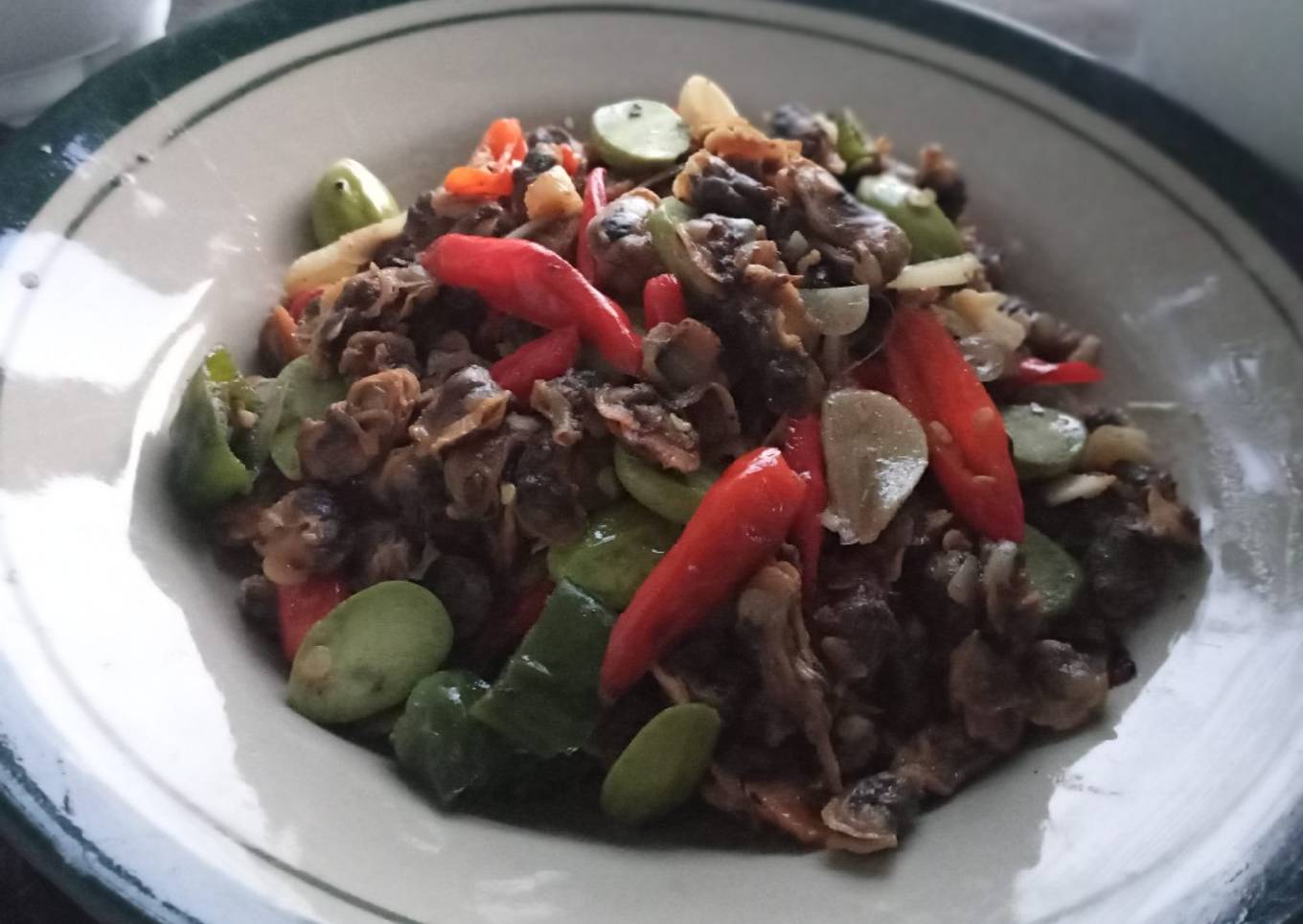 Tumis kerang dara dan pete