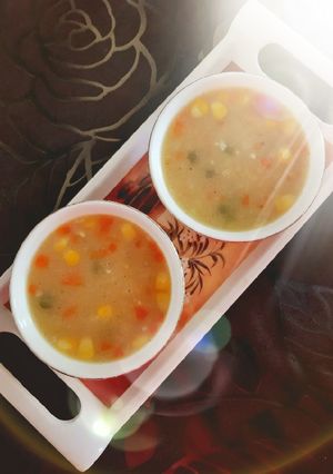 A picture of Sweet Corn Veg Soup.