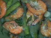 A picture of water spinach with shrimp