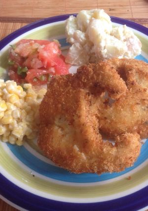 Una foto de Medallones de congrio frito en panko