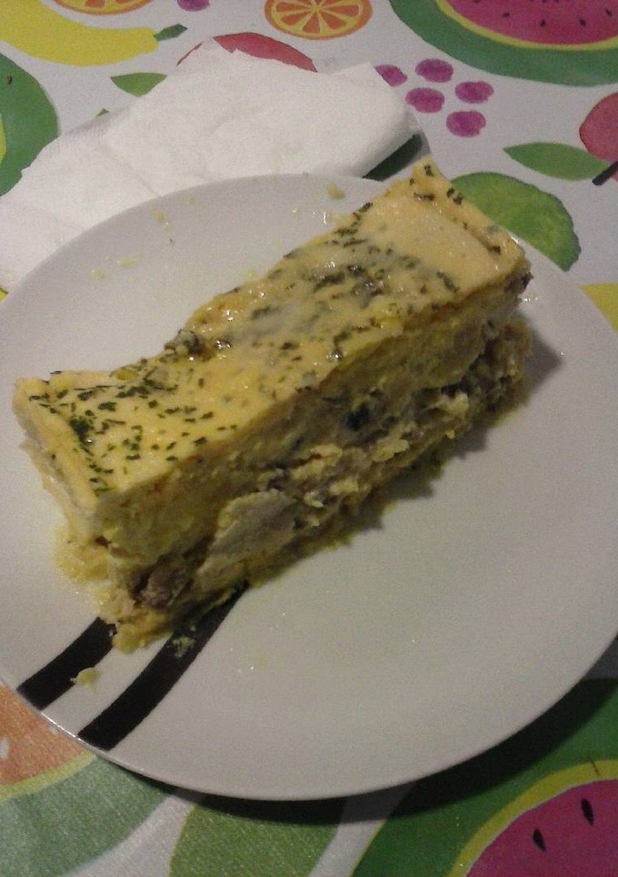 Una foto de Pastel de crema de champiñones