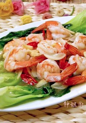 蒜香蝦仁燴青江 的食譜成品照片