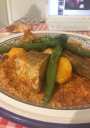 A picture of Libyan Fish Couscous.