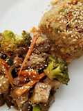 Res y cerdo kung pao con cacahuate y nueces
