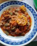 Guiso de arroz con habas y choclo