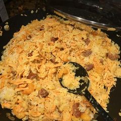 A picture of Chicken And Rice Perlow With Shrimp and Spicy Smoked Sausage.