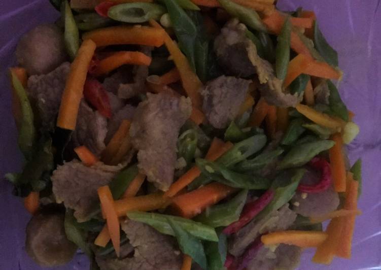 Oseng buncis+wortel ekstra daging dan baso