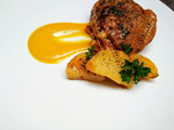 Pan Roasted Creamy Chicken Paprika with Carrot Puree