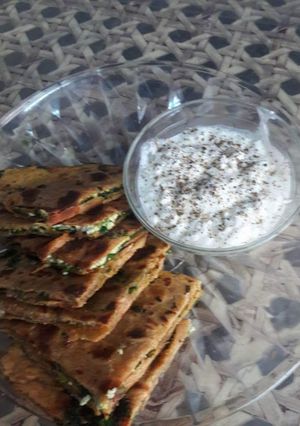 A picture of Palak paneer stuff paratha.
