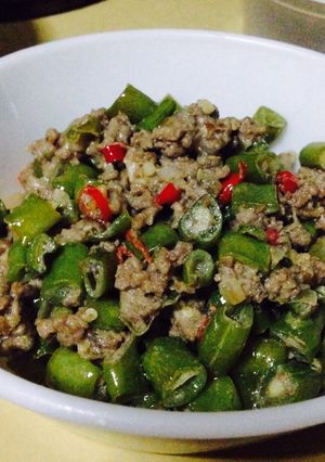 A picture of Green Beans in Spicy Coconut Milk (Filipino Gising-Gising).