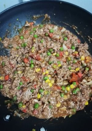 Una foto de Carne molida con vegetales