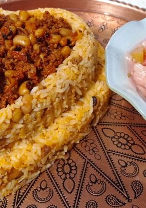 عکسی از دستور دمپخت لوبیا چشم بلبلی با گوشت چرخکرده