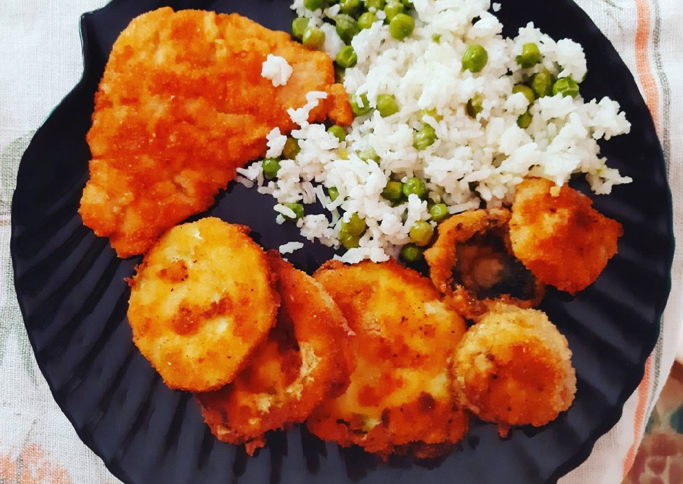 Fried Veggies and Meat With Green Pea Rice