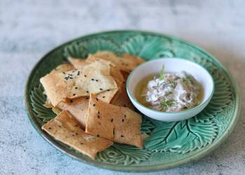 How to Cook Tasty Spiced sourdough crackers with yogurt and honey dip 