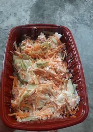 A picture of Carrot and Cucumber coleslaw.