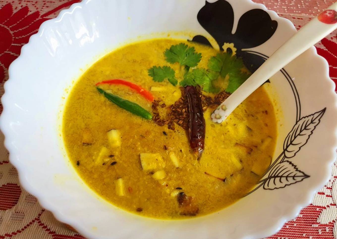Traditional Bengali Narkol Diye Bhaja Moong Dal