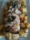 Rotolo di pollo farcito con patate al forno