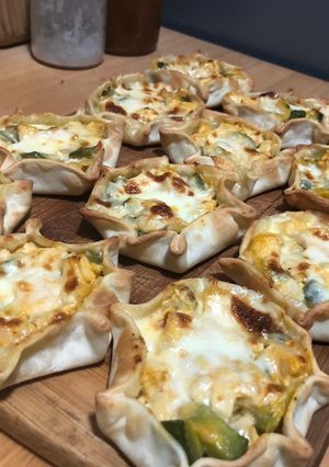Una foto de Canastitas de zapallito y pollo