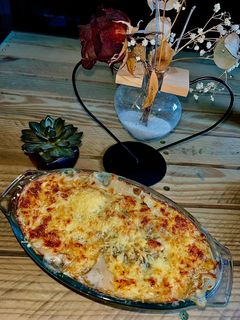 Une photo de Gratin de pommes de terre aux champignons & au poulet 🍄 🍂