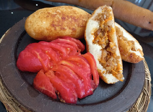 Una foto de Papas rellenas de cochayuyo