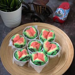 A picture of Watermelon Steam Cake (Bolu Kukus Semangka).