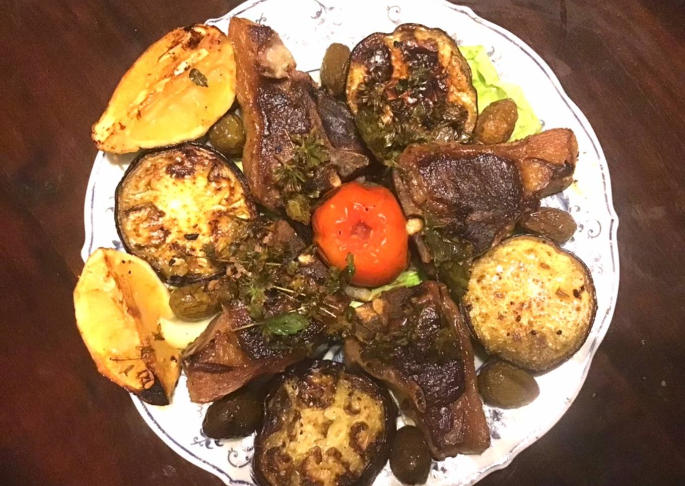 California Farm Mint Eggplant Lamb Chop Salad