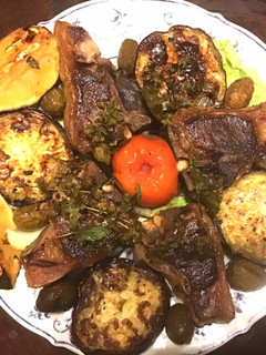A picture of California Farm Mint Eggplant Lamb Chop Salad.
