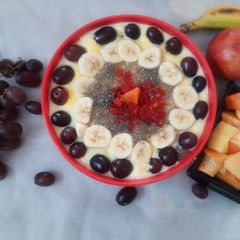 A picture of FRUIT CUSTARD  WITH CHIA SEEDS.