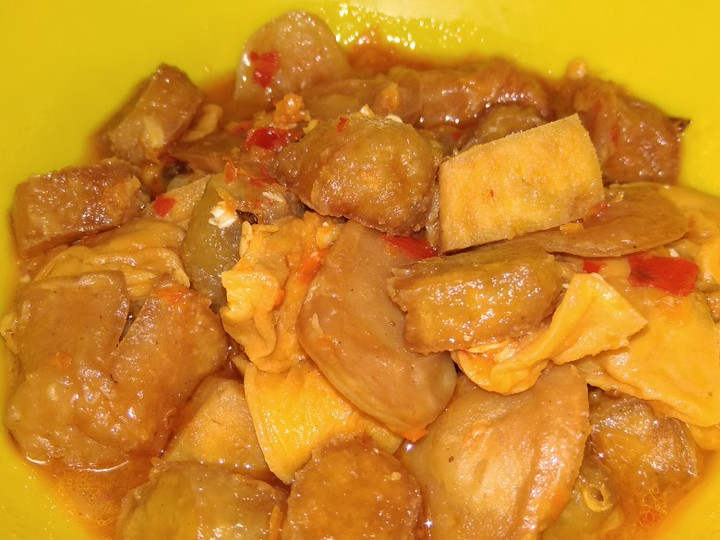 Cara Bikin 16. Gongso pedas /sosis ayam,bakso udang,scalop,(frozen food) Yang Sederhana