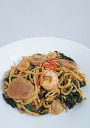 Foto resep Mie Kangkung Belacan Goreng