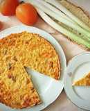Quiche de Calçots y Botifarra con salsa Romesco