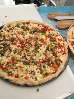 A picture of Home made pizza.