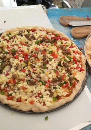 A picture of Home made pizza.