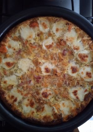 Une photo de Quiche butternut carottes et lardons sans pâte