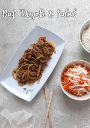 Foto resep Beef Teriyaki & Salad ala (Hokben)