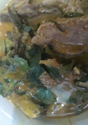 A picture of Cocoyam with Oha and uzuza.