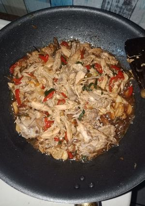 Foto resep Ayam suwir saos tiram pedas