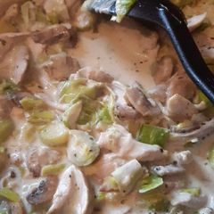 A picture of Chicken and leek stew.