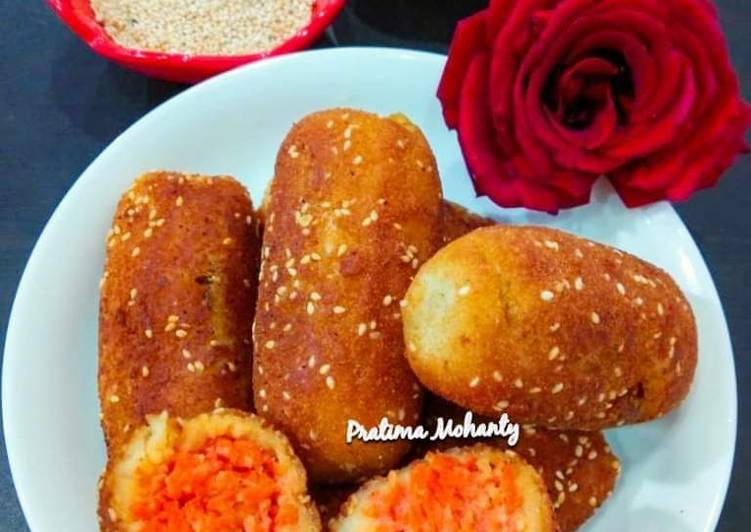 Recipe of Speedy Carrot Stuffed Sesame Bread Roll