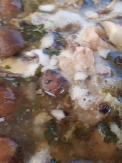 A picture of Leftover Thai style chicken soup.