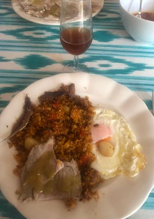 A picture of Migas with Chistorra Sausage and Herring.