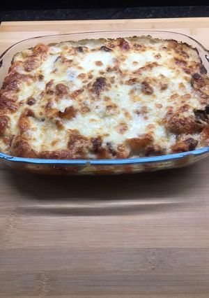 Une photo de Gratin de pâtes aux aubergines