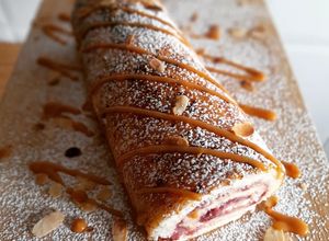 Foto principal de Bracito de crema y fresas con yema quemada (sin gluten)