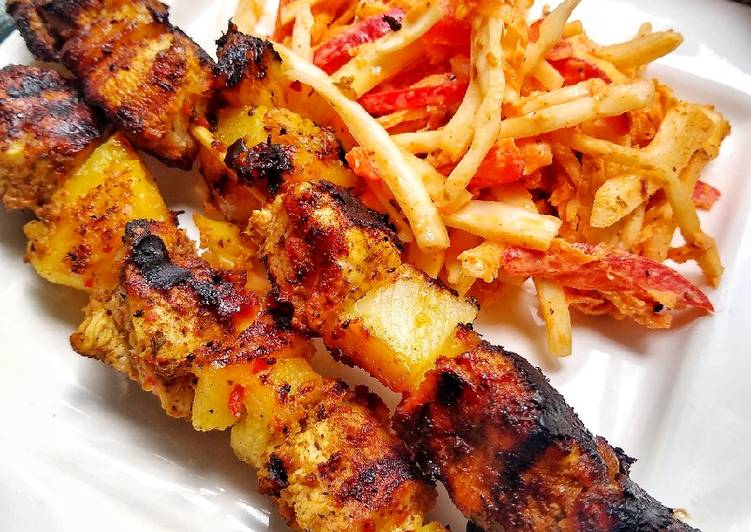 Recipe of Any-night-of-the-week Jerk Chicken &amp; Pineapple Kebabs