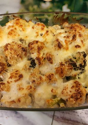 Une photo de Gratin de choux-fleurs et brocoli rapide