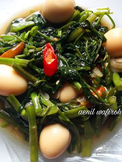 Foto resep Tumis kangkung telur puyuh saus tiram