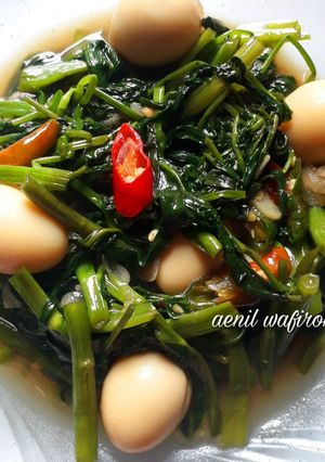 Foto resep Tumis kangkung telur puyuh saus tiram