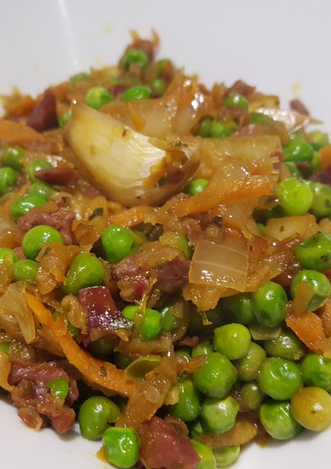 Una foto de Guisantes con jamón como plato único en 15 minutos 🎉🎉