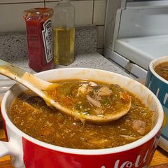 A picture of Hot and sour soup.