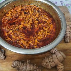 A picture of Raw turmeric ginger pickle.